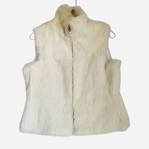 Vintage Rabbit Fur Vest Women M Ivory More Dash Than Cash Y2K Romantic